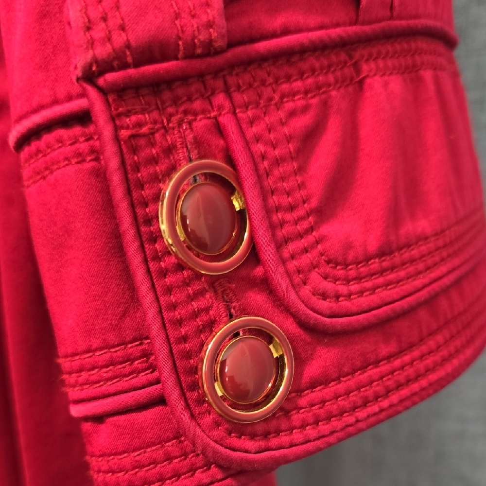 Juicy Couture Vibrant Red Double Breasted 3/4 Sleeve Trench‎ Coat Size Medium - Picture 14 of 16